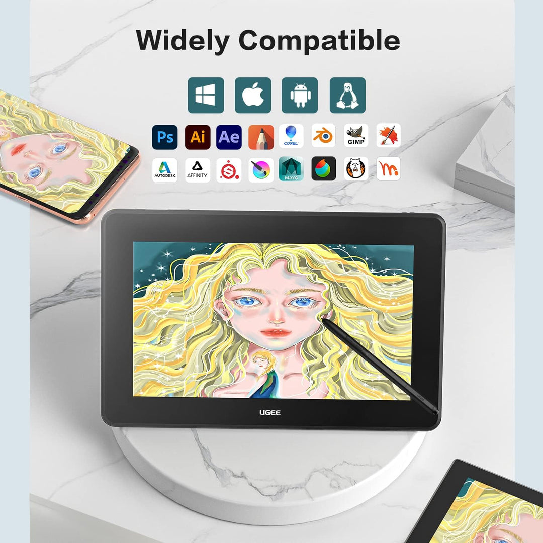 UGEE U1600 15,4-Zoll Grafiktablett mit Display, 127% sRGB Anti-Glare-Grafikmonitor, 8192 Levels Batt