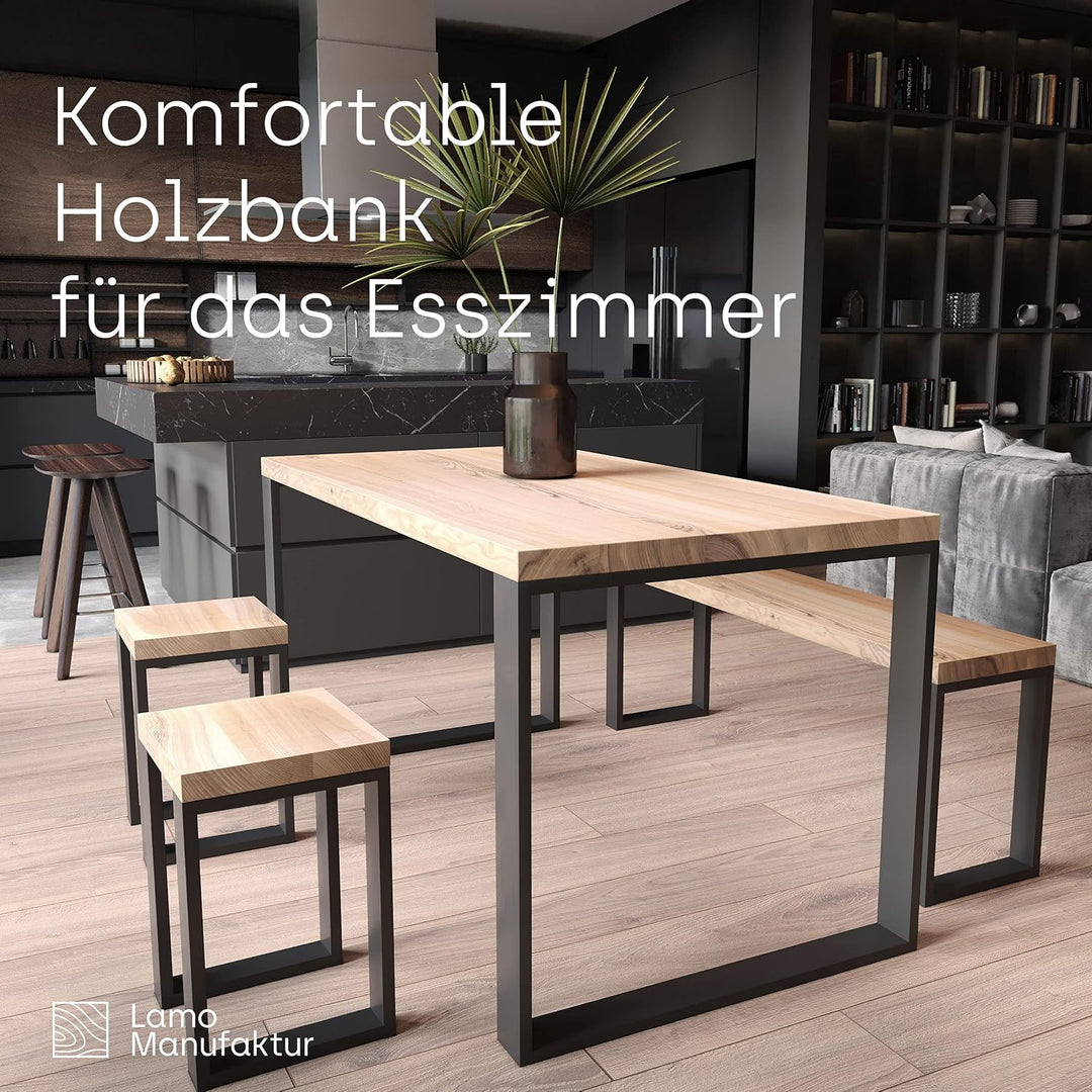 LAMO Manufaktur Sitzbank Flur Holzbank 30x30x47 cm, Möbelfüsse Simple Rohstahl mit Klarlack/Roh, LSB