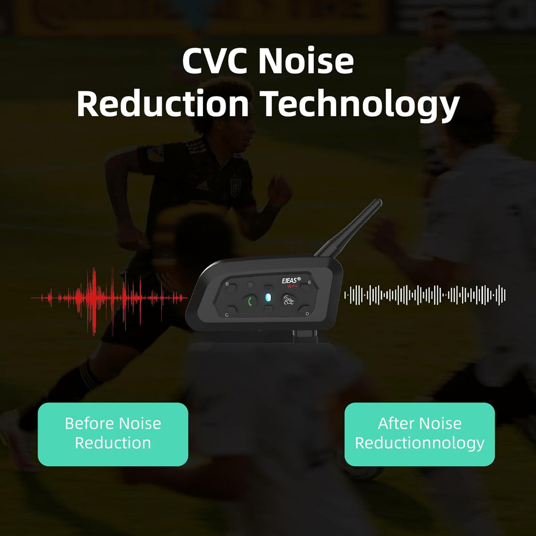 EJEAS V6C Fussball Schiedsrichter Bluetooth Intercom Headset mit CVC Rauschunterdrückung und Armtasc