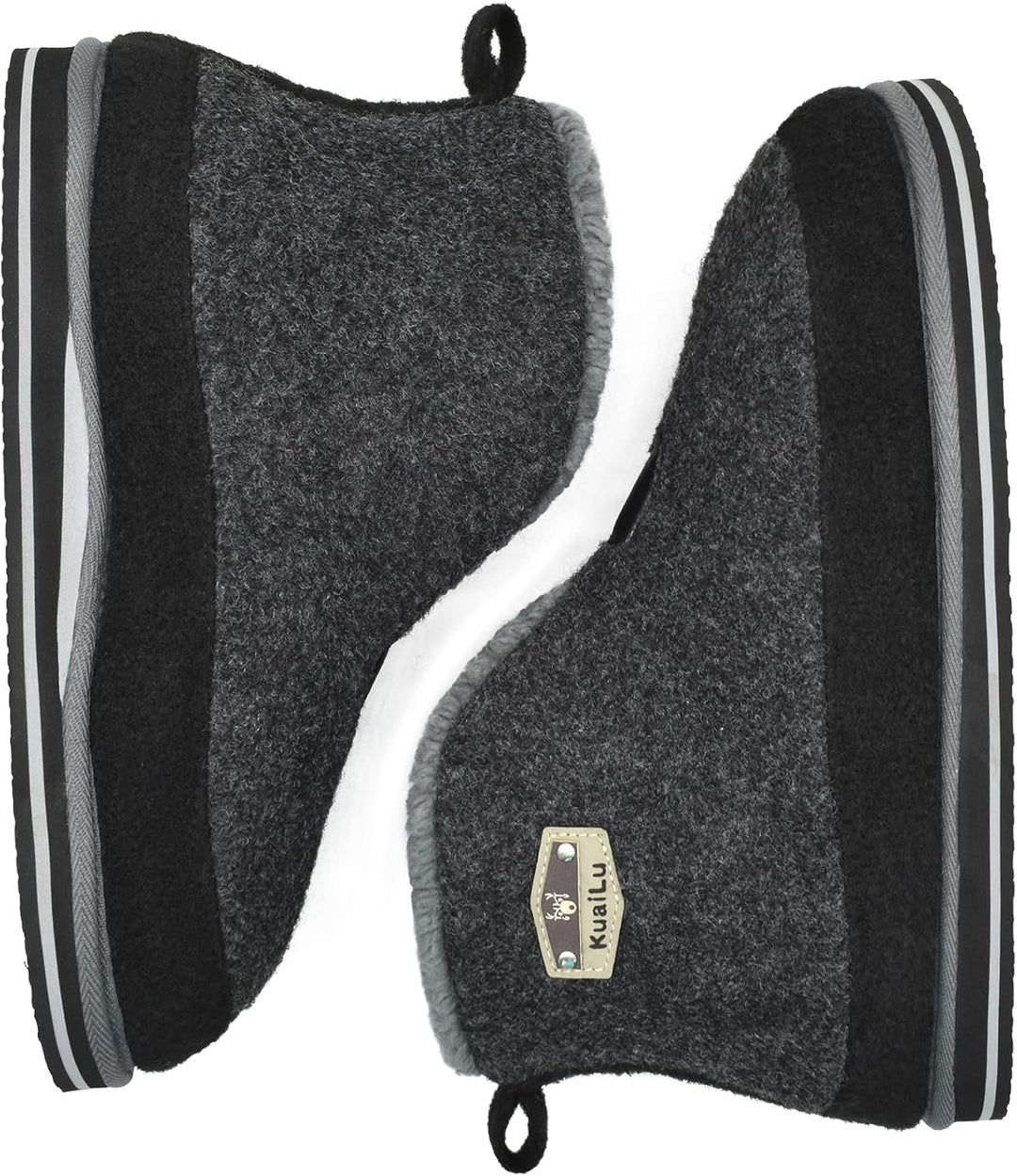 KuaiLu Hausschuhe Boots Herren Winter Filz Hausstiefel Warm Plüsch Flauschige Fell Hüttenschuhe Kusc