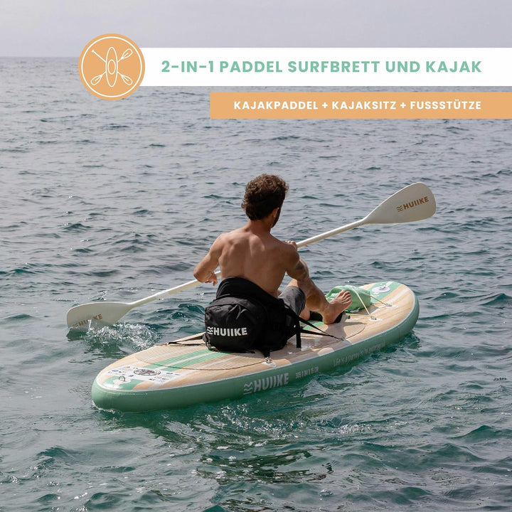 HUIIKE Stand Up Paddling Board mit Zubehör, Paddel, Finnen, Leash, Pumpe, Rucksack. SUP-Board Aufbla
