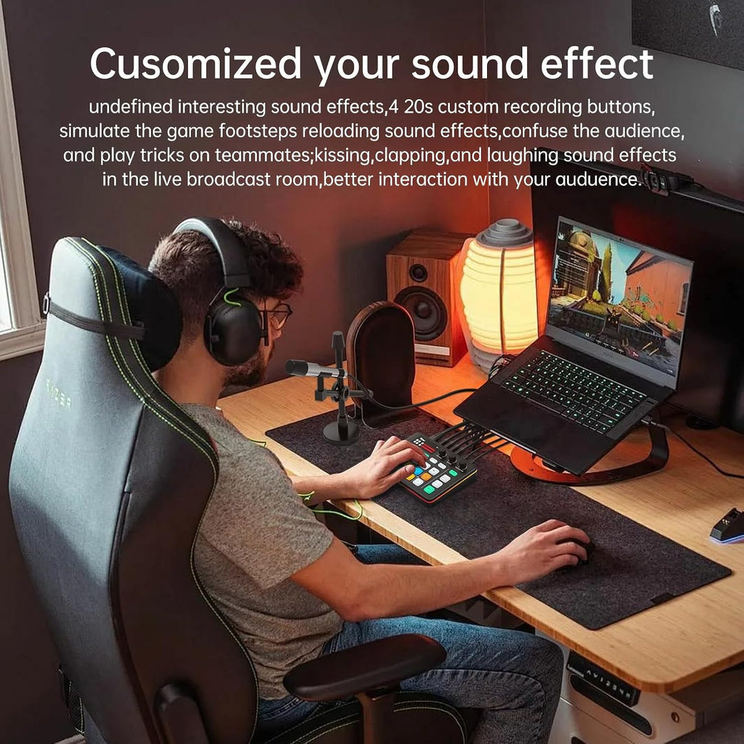 Gaming Audio Mixer Professioneller RGB Audio Soundmixer für Streamer und Content Creator 6 Benutzerd