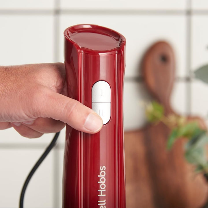 Russell Hobbs Stabmixer [3-in-1: Mixer,Schneebesen & Zerkleinerer/Pürierstab] Desire Red (600ml Mixb