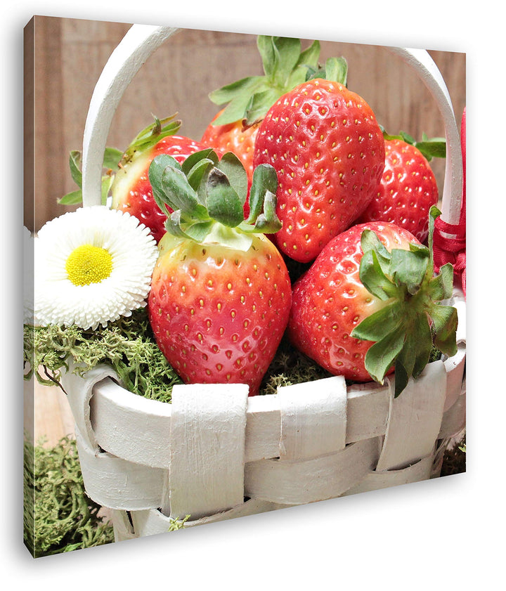deyoli reife Erdbeeren Format: 70x70 als Leinwand, Motiv fertig gerahmt auf Echtholzrahmen, Hochwert