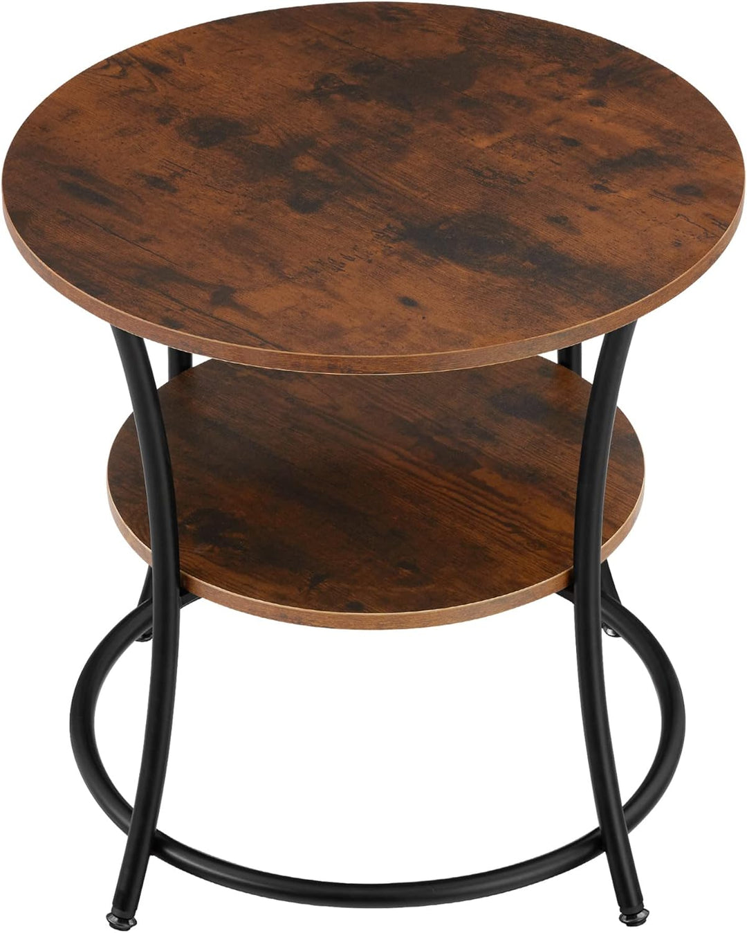 tectake Beistelltisch rund, Couchtisch mit 2 Ablagen, Industrie-Design, Nachttisch aus Holz, Ø55 x 5