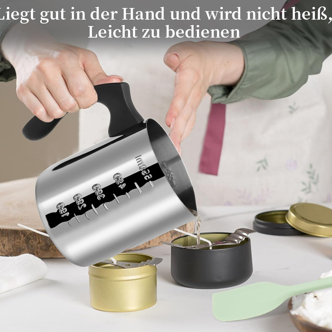 ALLAVA Schmelztopf 600ml, Wasserbad Schmelzschale, Kerzen Schmelztopf, Schmelztopf Kerzenwachs Edels