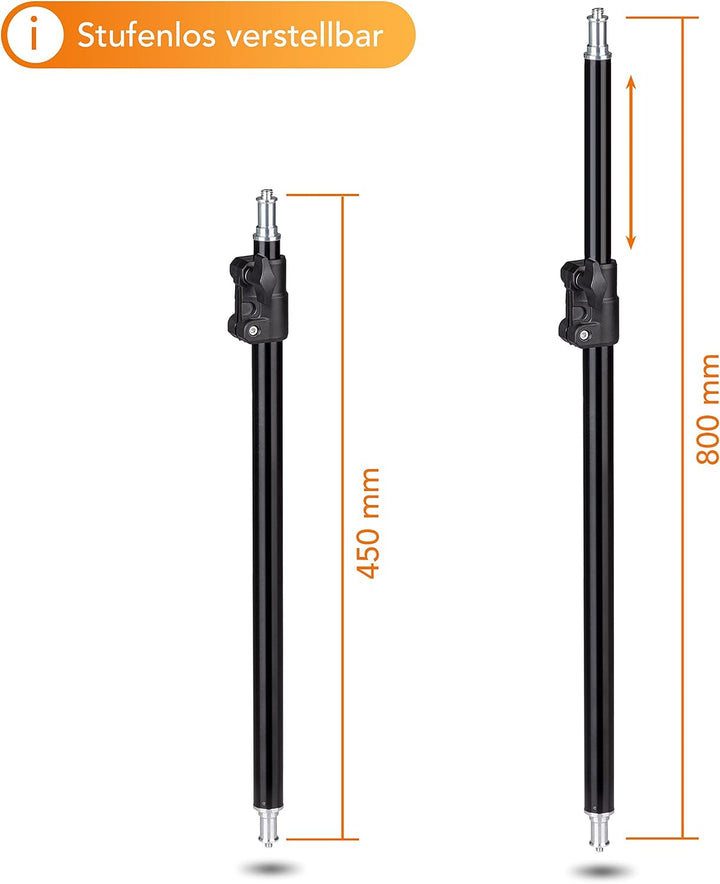 Walimex pro Boden-Lampenstativ mit extra Mittelsäule für Lampen, Kameras, Blitze I 12-90cm Höhe stuf