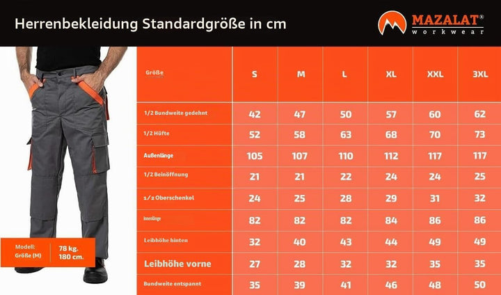 Mazalat Lange Arbeitshose mit Multifunktionstaschen Berufsbekleidung für Handwerker, Maurer, Dachdec