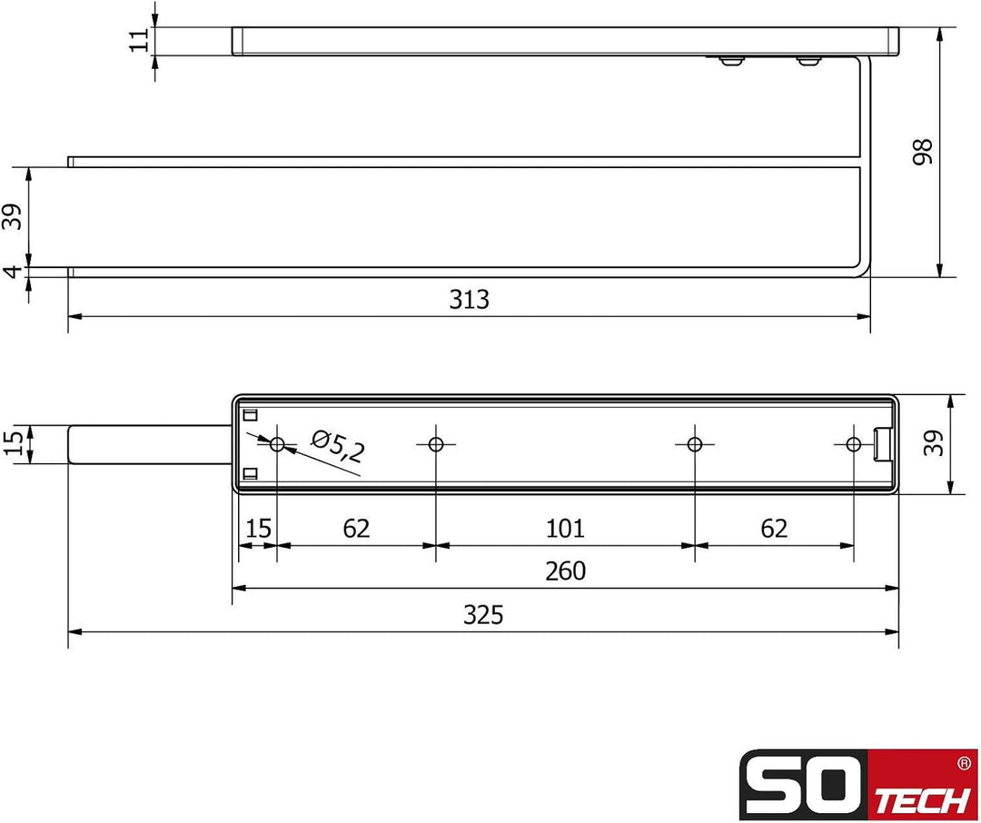SO-TECH® Handtuchauszug Elegance Chrom 2-armig 325 mm eingeschoben, 470 mm ausgezogen Handtuchhalter