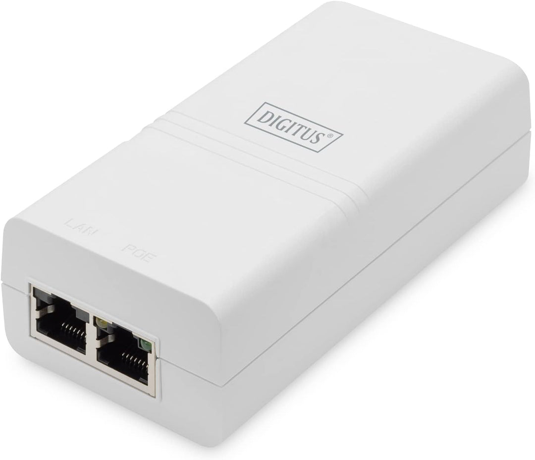 DIGITUS Gigabit Ethernet PoE Injektor, 802.3af, Weiss 802.3af, 15,4 W kleines Gehäuse, Weiss 1 Gbit/