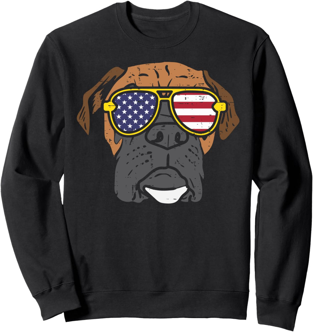 Boxer Dog Sunglasses American USA 4th Of July Fourth Dog Sweatshirt