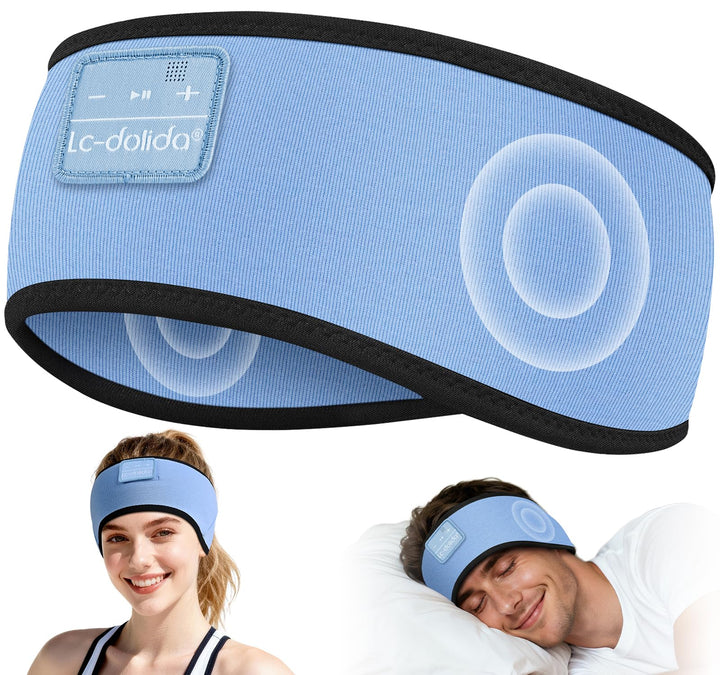 LC-dolida Schlafkopfhörer Bluetooth Stirnband Kopfhörer, Ultraweiche Bambus-Baumwoll Schlafkopfhörer