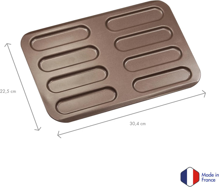 GOBEL - Platte für 8 Eclairs - Antihaftbeschichtung - 315 x 228 mm - Hergestellt in Frankreich - Pro