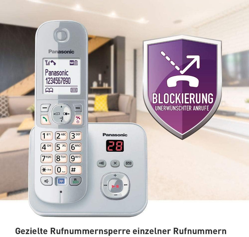 PanasonicKX-TG6823GS DECT Schnurlostelefon mit Anrufbeantworter (3 Mobilteile, strahlungsarm, Eco-Mo