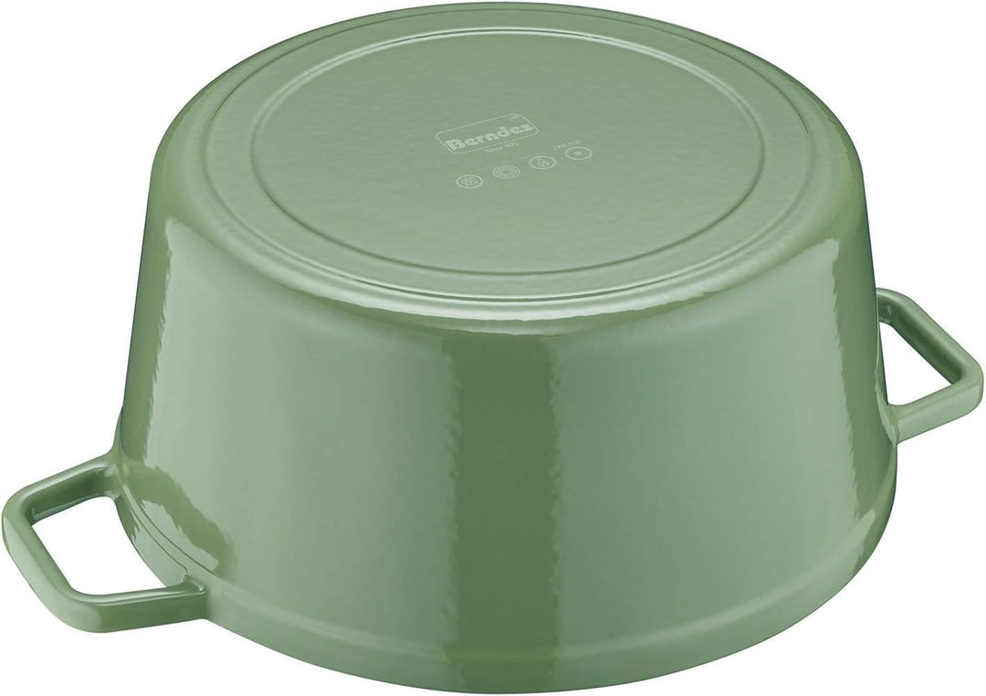 Berndes b.iron green Schmortopf aus Gusseisen 2 m 20 cm mit Deckel Bräter 20 cm grün, Bräter 20 cm g