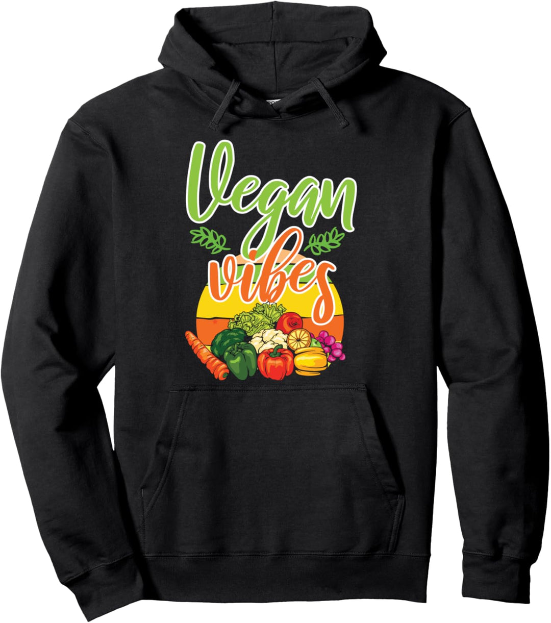 Vegan Vibes, Vegan Vegetarian Veganism Pullover Hoodie