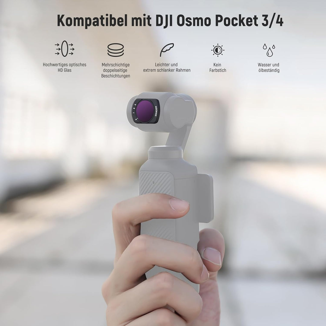 NEEWER Variabler ND Filter Kompatibel mit DJI Osmo Pocket 3 Creator Combo Zubehör, magnetischer ND64