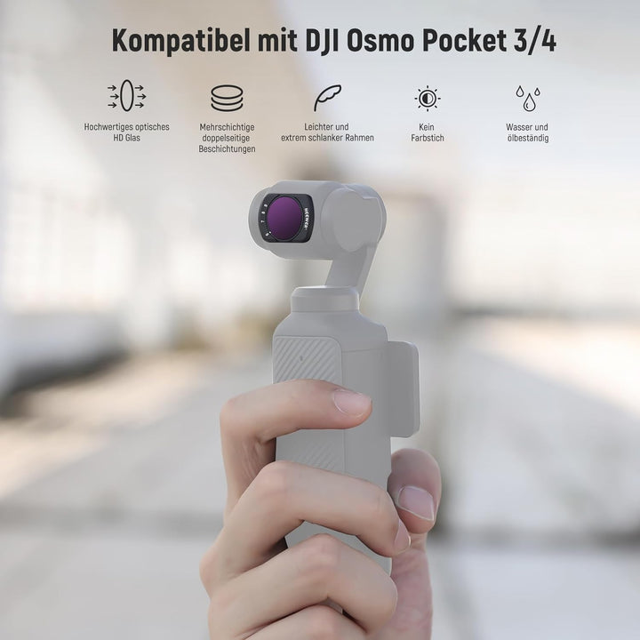 NEEWER Variabler ND Filter Kompatibel mit DJI Osmo Pocket 3 Creator Combo Zubehör, magnetischer ND64
