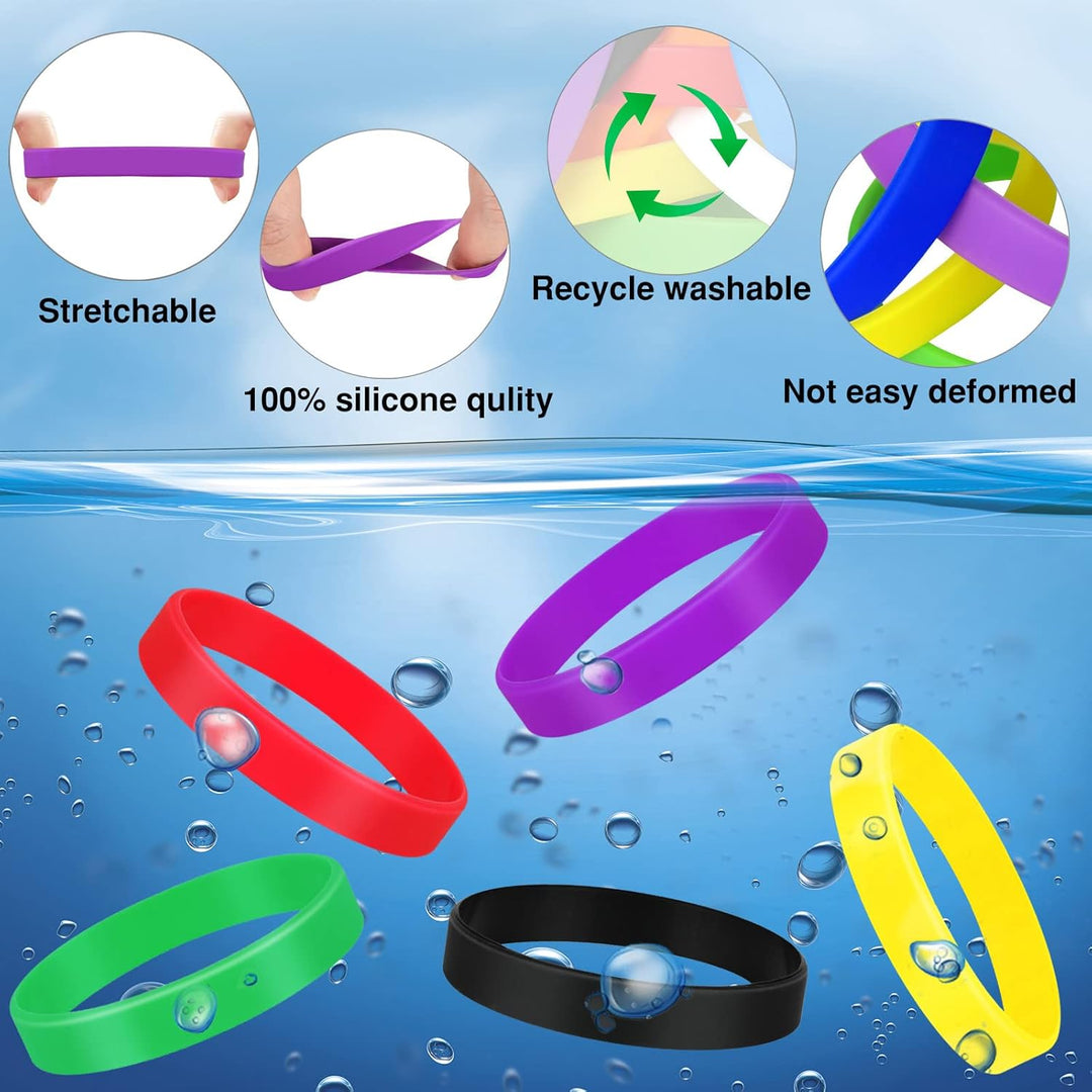 100 Stück Silikon Armband Universal Armbänder Blank Gummi silikonarmbänder Blau Kinder-6.3'', Blau K