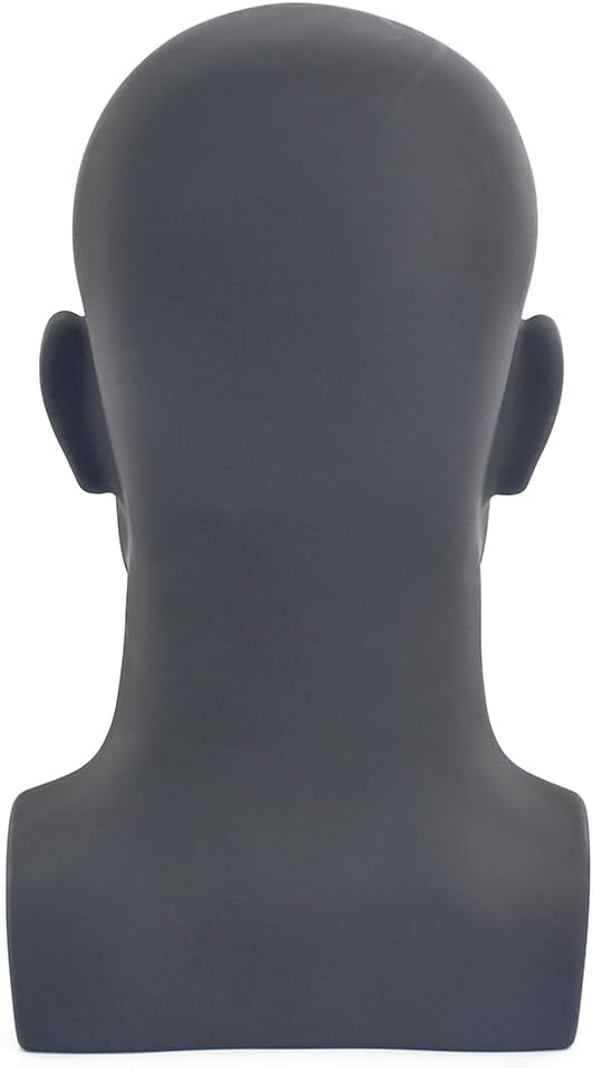 Schaufensterpuppenkopf, männlich, glänzend, für Kopfhörer, Hüte, Perücken, Schmuck, Schwarz (L90YH-P