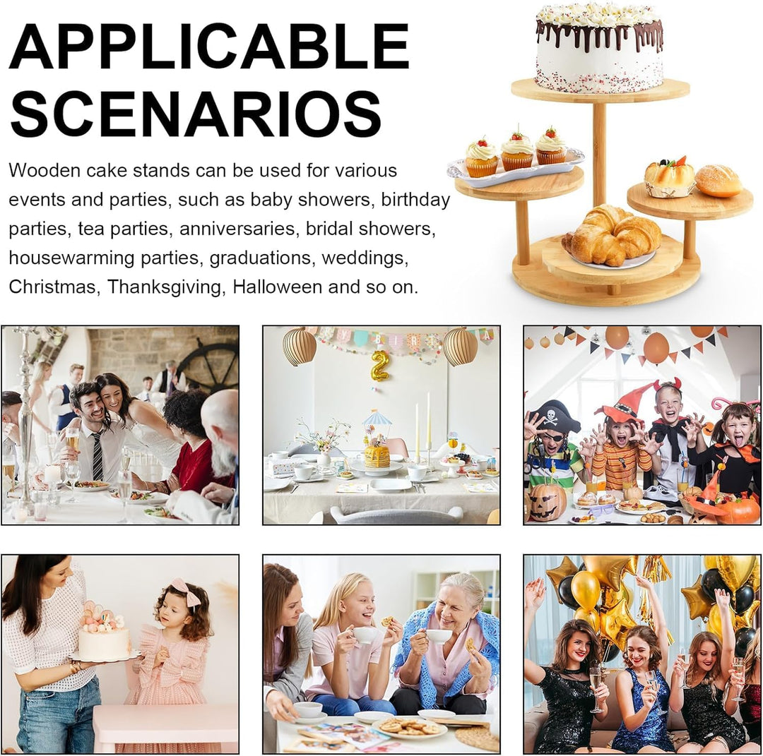 4 Etagen Kuchen und Cupcake Ständer aus Holz, Tortenständer Holz, Desserts Gebäck Display, für Desse