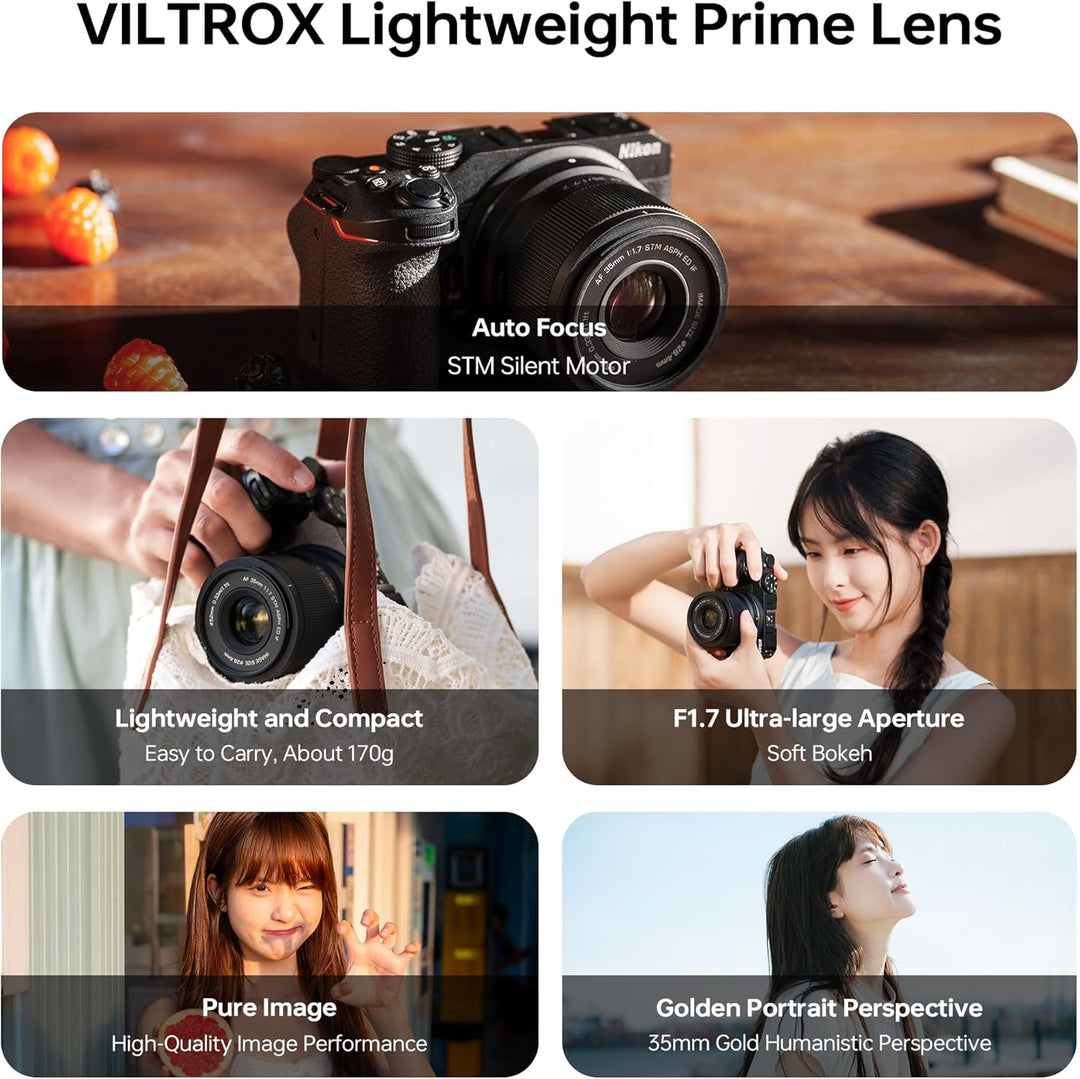 VILTROX AF 35mm F1.7 Objektiv für Nikon Z-Mount, f/1.7 APS-C Autofokus-Festbrennweite mit grosser Bl