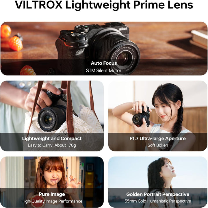 VILTROX AF 35mm F1.7 Objektiv für Nikon Z-Mount, f/1.7 APS-C Autofokus-Festbrennweite mit grosser Bl