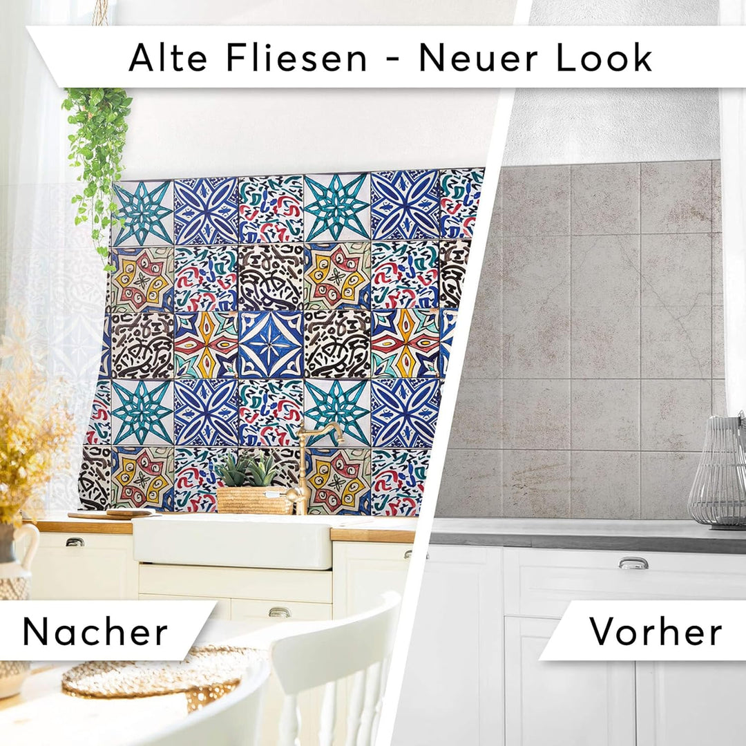 40 Stück Fliesenfolie für Küche und Bad 10x10 cm - Mosaikfliesen, Fliesensticker - Sticker Fliesen s