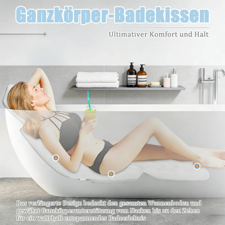 Badewannenkissen Ganzkörper, Badewannenmatte mit Kissen und Lendenwirbelstütze, mit Saugnäpfebad Ant