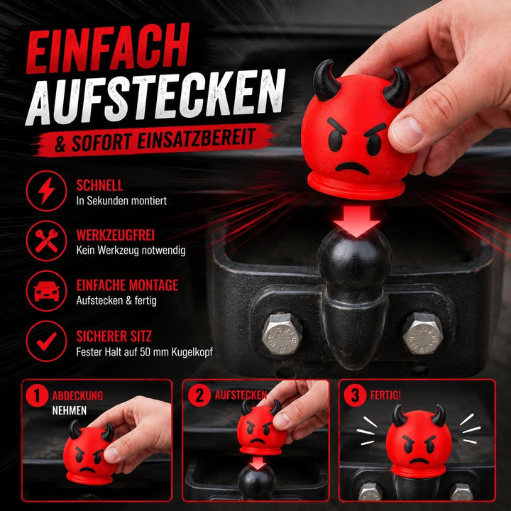 Anhängerkupplung Abdeckung Smiley – Lustige AHK Schutzkappe für 50 mm Kugelkopf – Universal für Auto