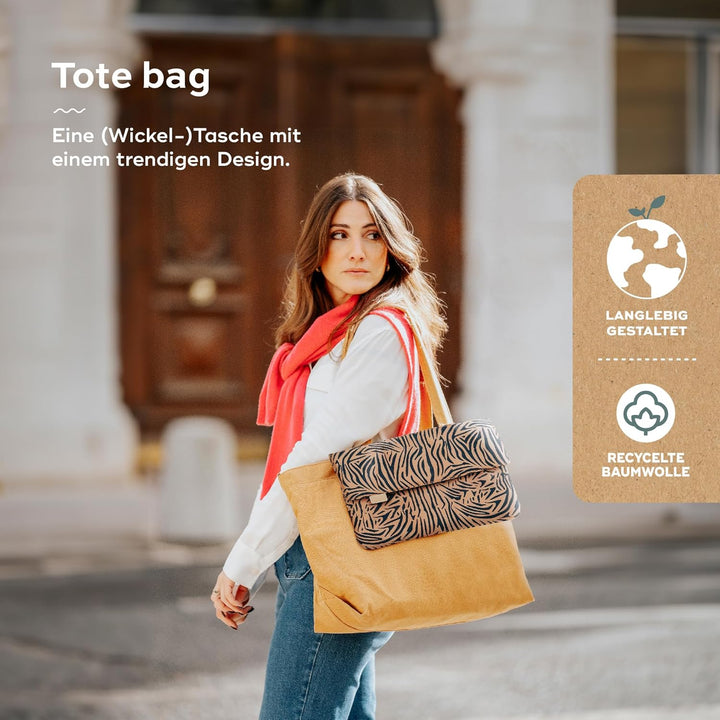 Babymoov Wickeltasche Tote Bag Zebra, Wickeltasche, Kapazität von 35l, zahlreiche Staumöglichkeiten,