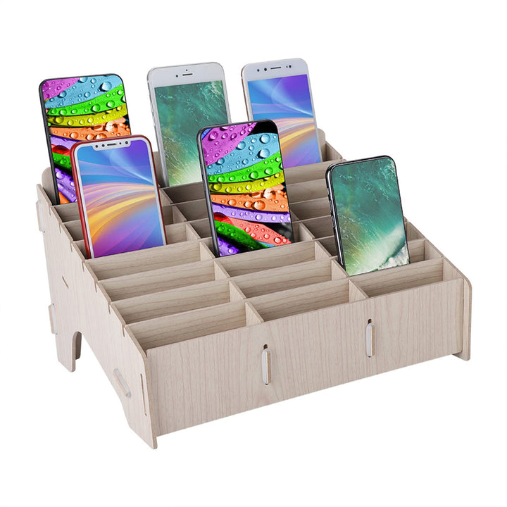 Telefongefängnis aus Holz mit 24 Gittern, Verdickte Aufbewahrungsbox für Mobiltelefone und Caddy Im