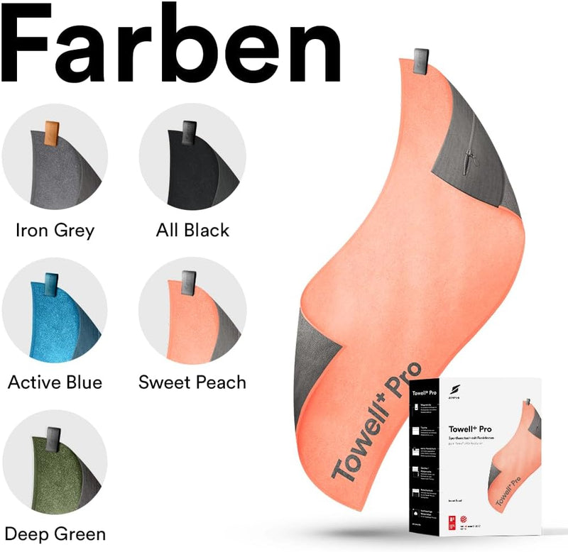 Stryve Gym Towell+Pro Sweet Peach (105 x 42,5cm), Sporthandtuch mit Magnetclip & antirutsch, Peach