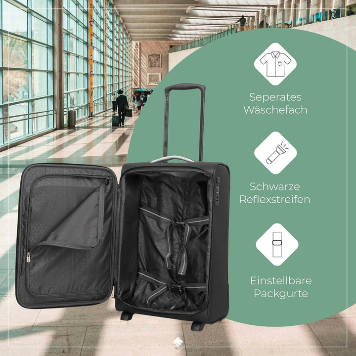 Travelite Handgepäck Trolley klein, Jetpack S Slim, Weichschale, 55x35x23 cm, leicht 2,2 kg, mit 2 R
