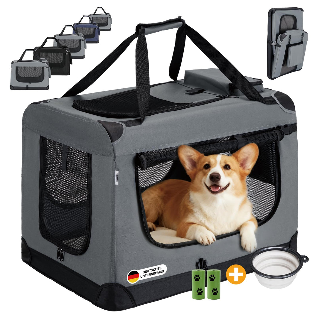 Zedelmaier Hundebox Faltbar Hundetransportbox, M 60x44x42cm, robust Transportbox für Hund & Katze Gr
