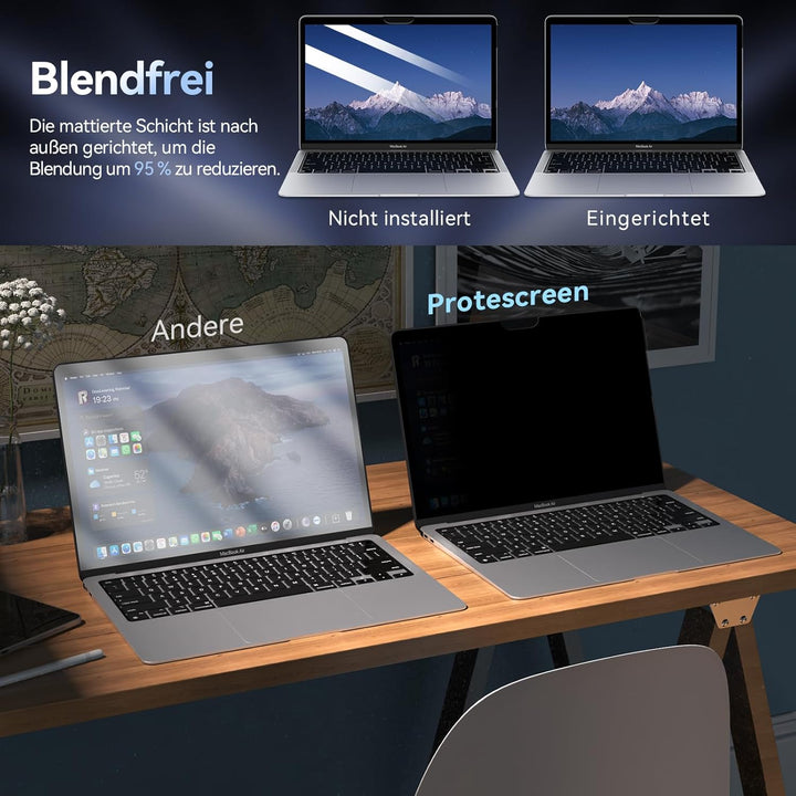MagicSuction Blickschutzfilter Kompatibel Mit Apple MacBook Air 13 (2018-2021,M1) & MacBook Pro 13 Z
