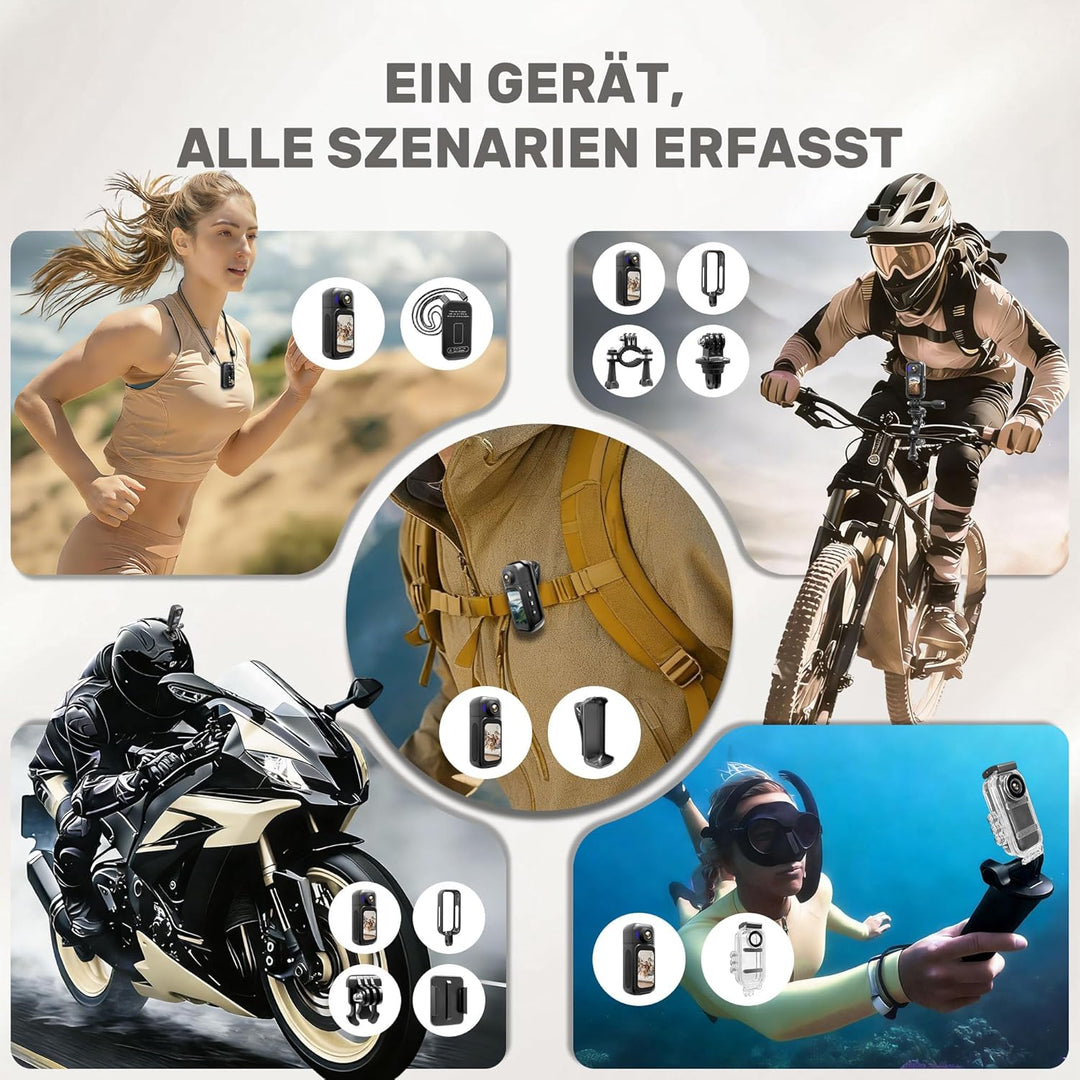 Mini Action Cam 1080P,Body Cam, Wasserdicht 30M,180 Min Akku,Bodycam Körperkamera Mini mit 180° Obje