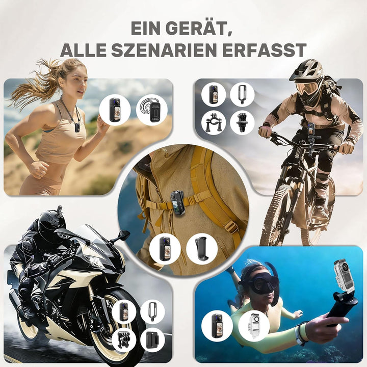 Mini Action Cam 1080P,Body Cam, Wasserdicht 30M,180 Min Akku,Bodycam Körperkamera Mini mit 180° Obje