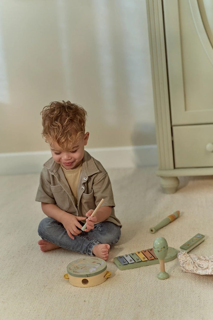 Little Dutch Kinder Musikinstrumente Set - Holz Instrumente Musik Set - mit Tamburin, Xylophon, Rass