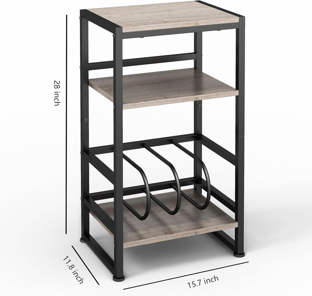 Plattenspieler-Ständer, 3 Etagen Beistelltisch,Plattenspielertisch Aufbewahrung von Schallplatten, b