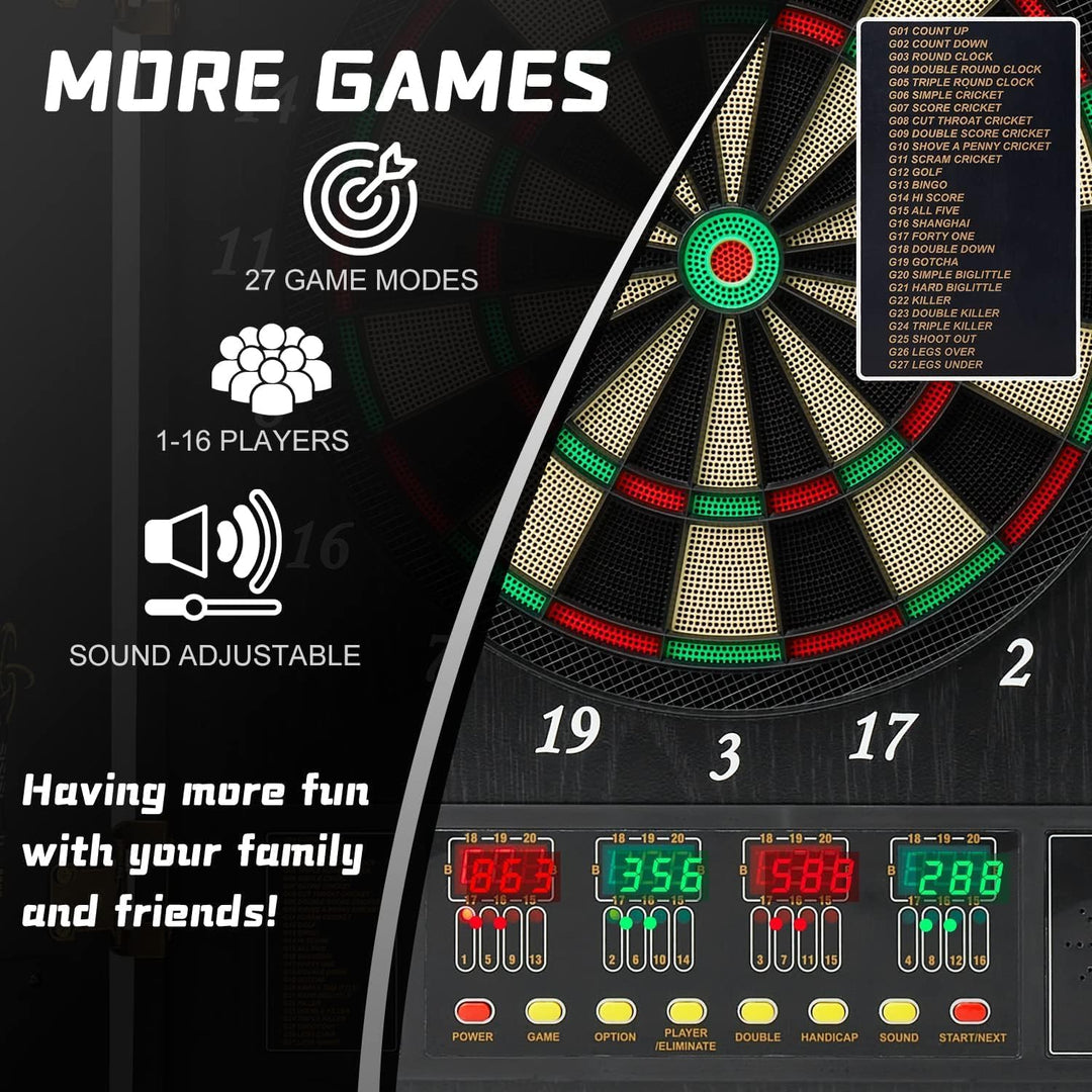 Brovamo Dartscheibe, Dekoratives Dartscheiben-Schrank-Set [12*Soft Tip Darts], Elektronische Dartsch