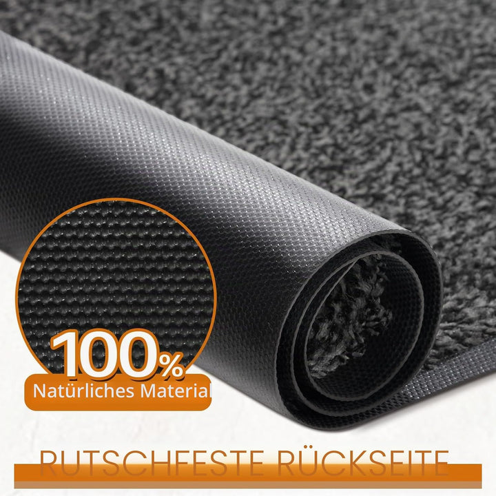 Mibao Fussmatte für Innen & Aussen, 60 x 120cm Schwarz Grau, Dauerhaft Waschbar, Schmutzfangmatte ru