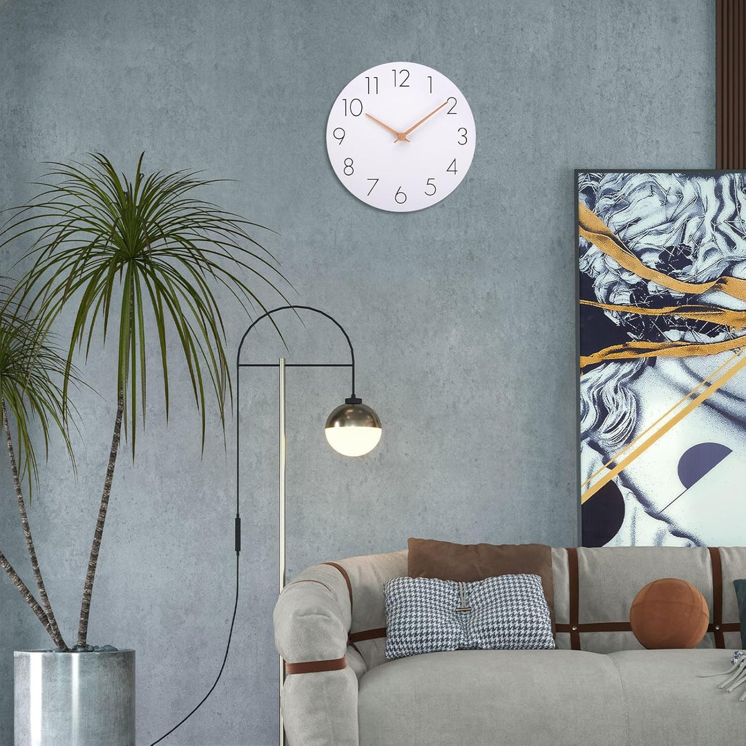 Warminn MDF Holz Wanduhr Ohne TickgeräUsche Lautlos Modern 30cm Quarz Gross Batterie Betriebene Wand