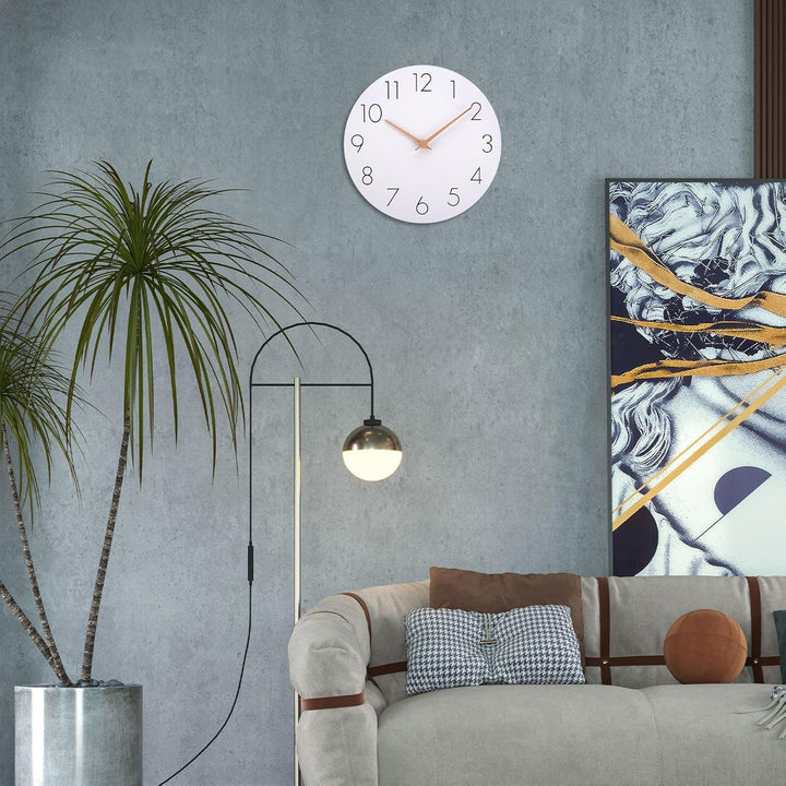 Warminn MDF Holz Wanduhr Ohne TickgeräUsche Lautlos Modern 30cm Quarz Gross Batterie Betriebene Wand