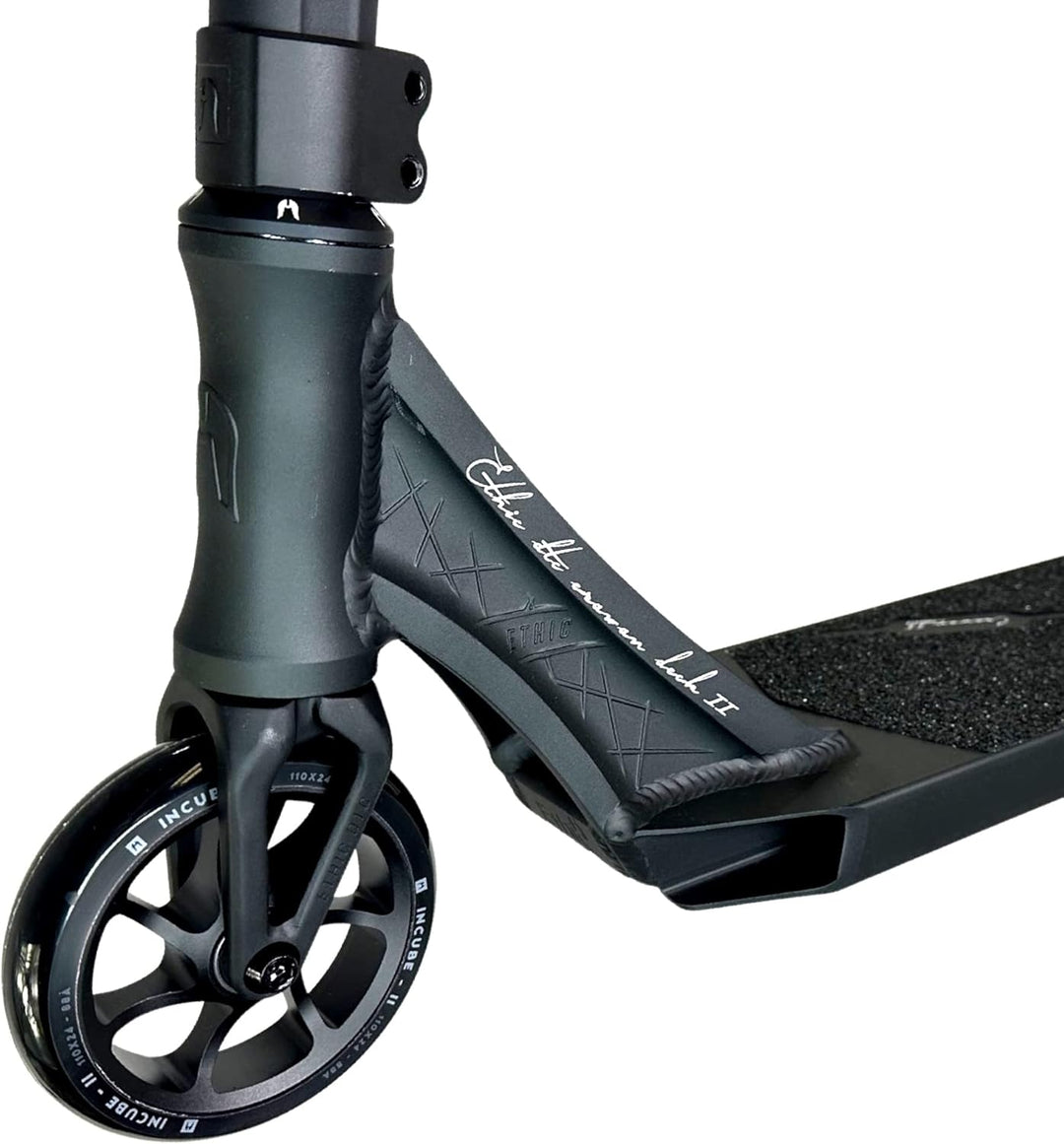 Ethic Erawan Stunt-Scooter komplett H=85cm + Fantic26 Sticker Schwarz, Schwarz