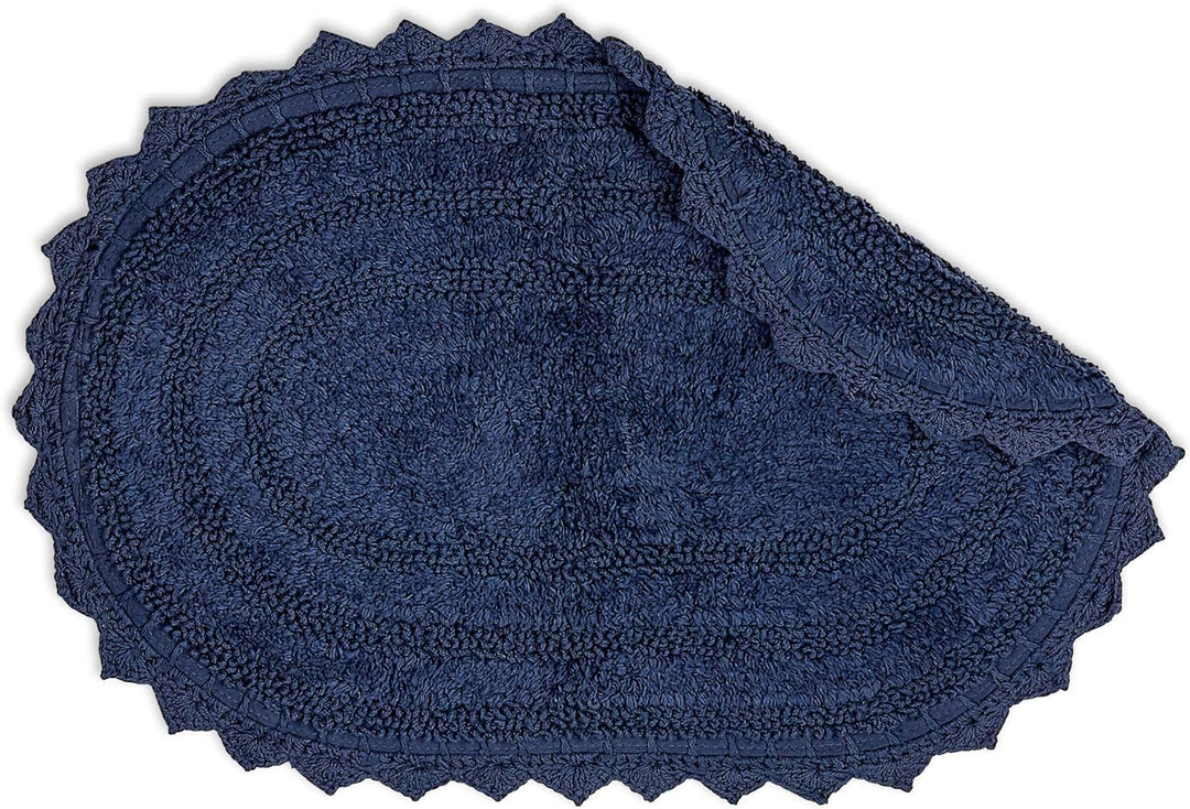 DII Crochet Collection Wende-Badematte, klein, oval, 43 x 61 cm, Französisch Blau. 43 x 61 cm (Oval)