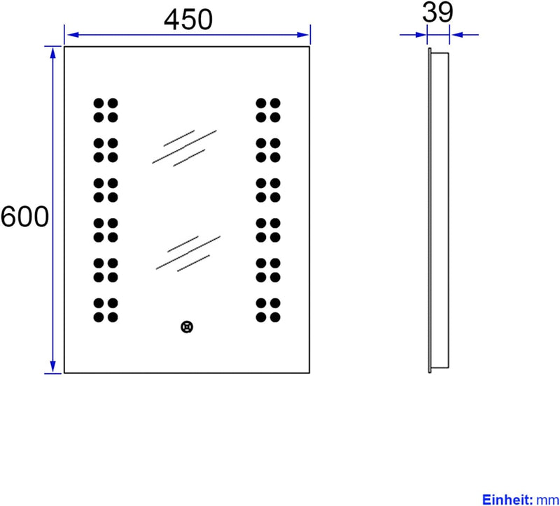 EMKE Badspiegel mit Beleuchtung 45x60cm LED Badezimmerspiegel mit Touchschalter, Einstellbare Hellig