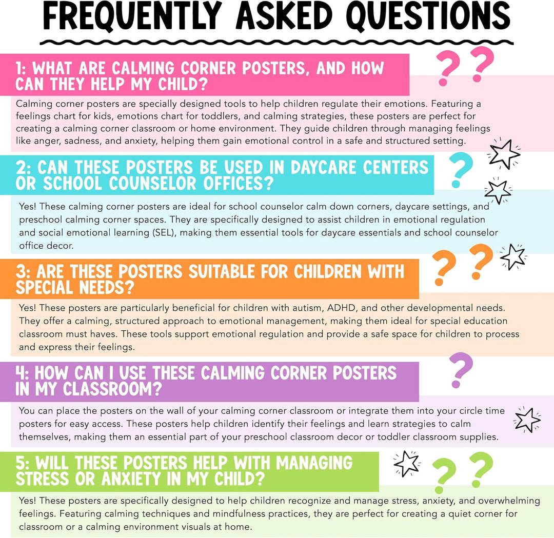 8 Kreidetafel-Poster mit beruhigender Ecke, für Klassenzimmer, Must-Haves für Lehrer – Calm Down Cor