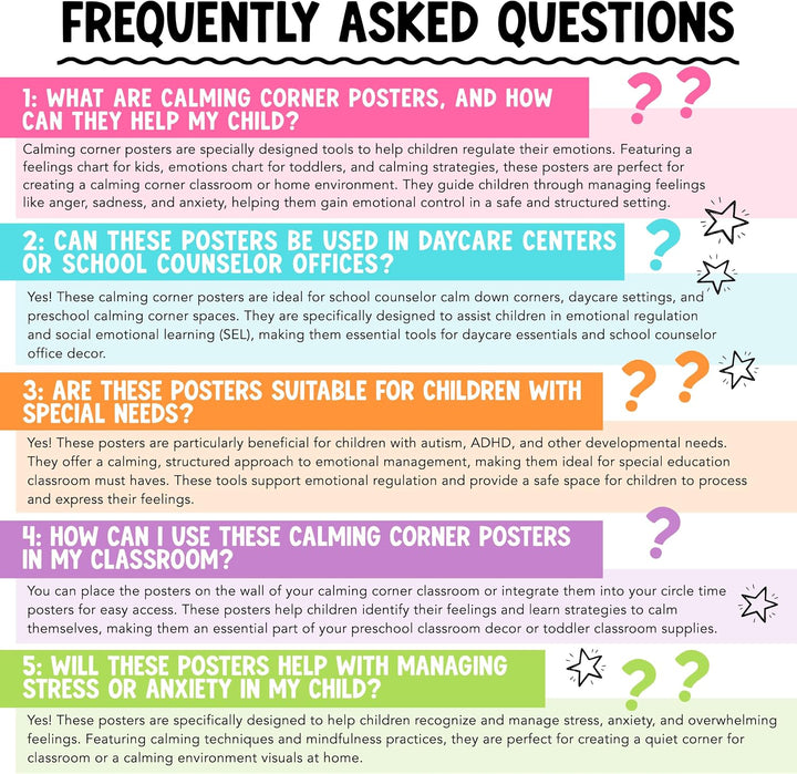 8 Kreidetafel-Poster mit beruhigender Ecke, für Klassenzimmer, Must-Haves für Lehrer – Calm Down Cor