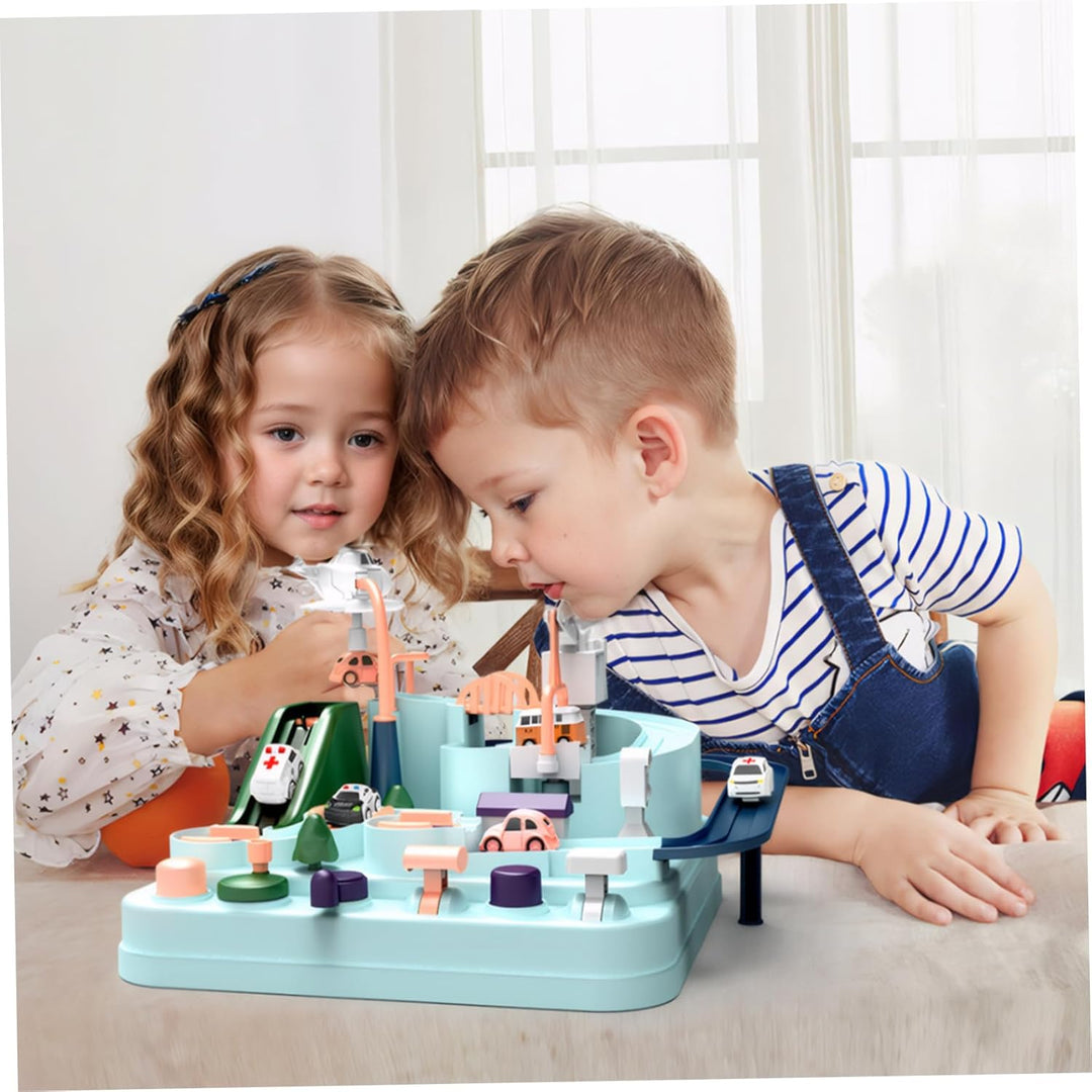 Jorzer Autostrecke, Auto -Abenteuer -Spielzeug Race Track Abs City Rescue -Spielsets mit 4 Mini -Aut